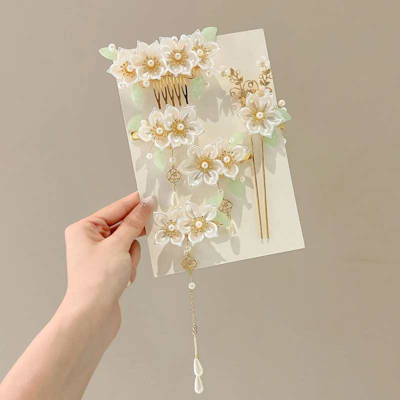 

Ancient-style Hair Accessories Women's Hairpins Tassels High-end Hanfu Hair Clips Comb Combs Camellia Hair Jewelry