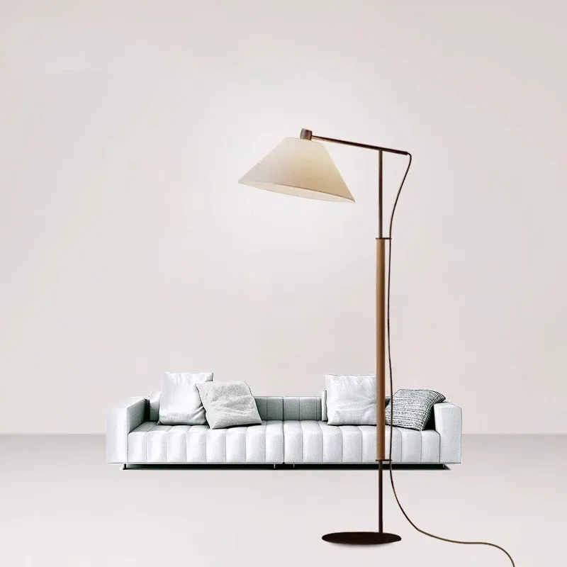 

Retro solid wood floor lamp Zen creative personality living room tea room study reading bedside vertical floor lamp
