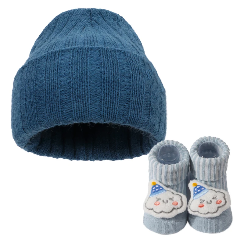 

Вязаная детская шапка из 2 предметов, милый комплект носков со снеговиком, рождественский подарок для новорожденных, зима-весна, детская шапочка, аксессуары для мальчиков и девочек