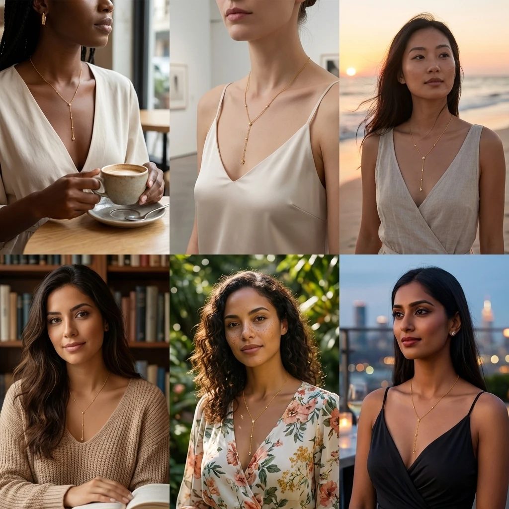 Edelstahl Doppelschichtige Lange Quasten-Ketten-Halsketten für Frauen Einfache Geometrische Kristall-Zirkon-Choker Party-Schmuck Geschenk – Detail 4
