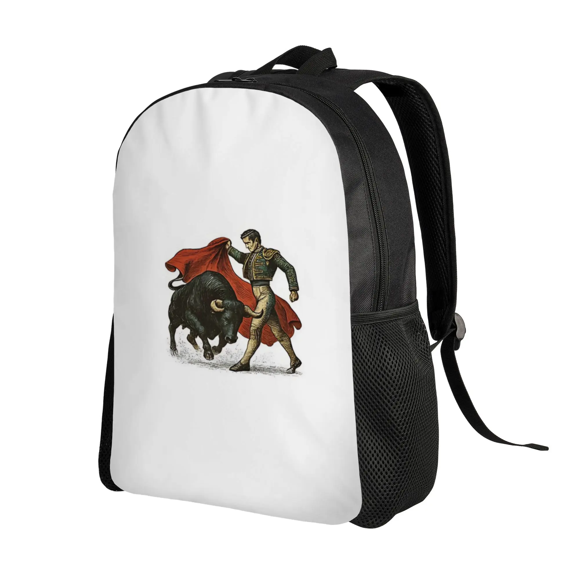 Back to school season Fashion Retro Bullfighter and Matador Vintage Engraving Style Knapsack  Male Lady Backpack
