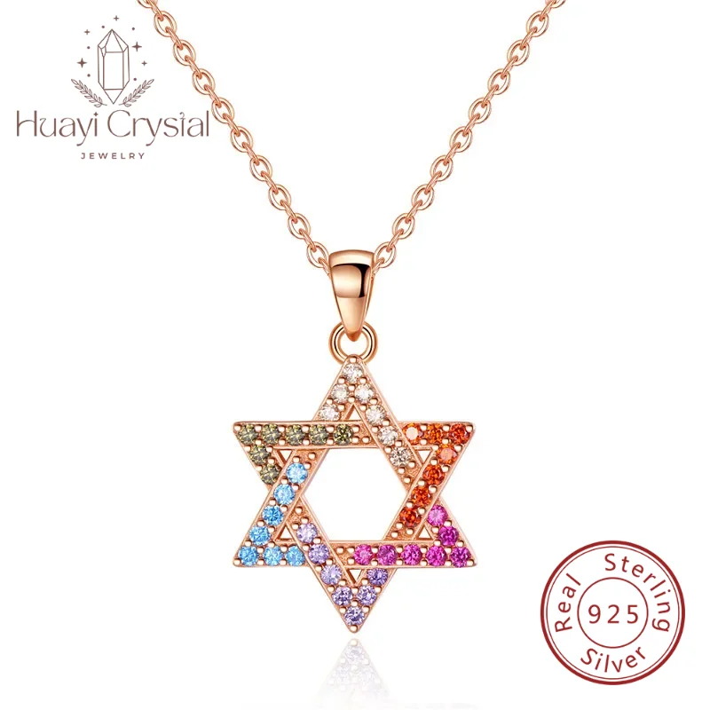 

New silver necklace 925 sterling silver color hexagram necklace