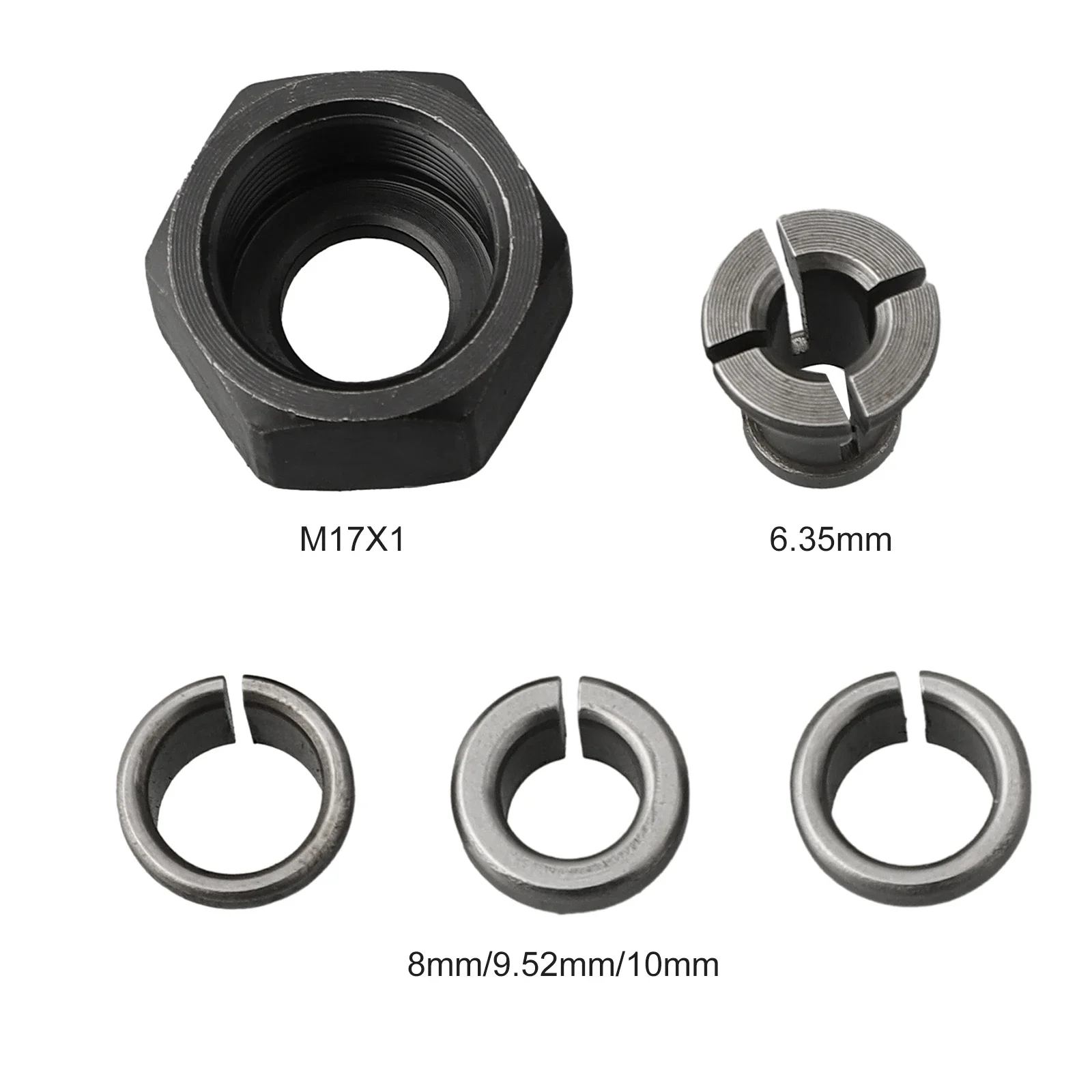 6/6.35/8mm Trimmer Chuck Collet Chuck Adapter With Nut Engraving Trimming Machine Router Woodworking Accessories Adapter
