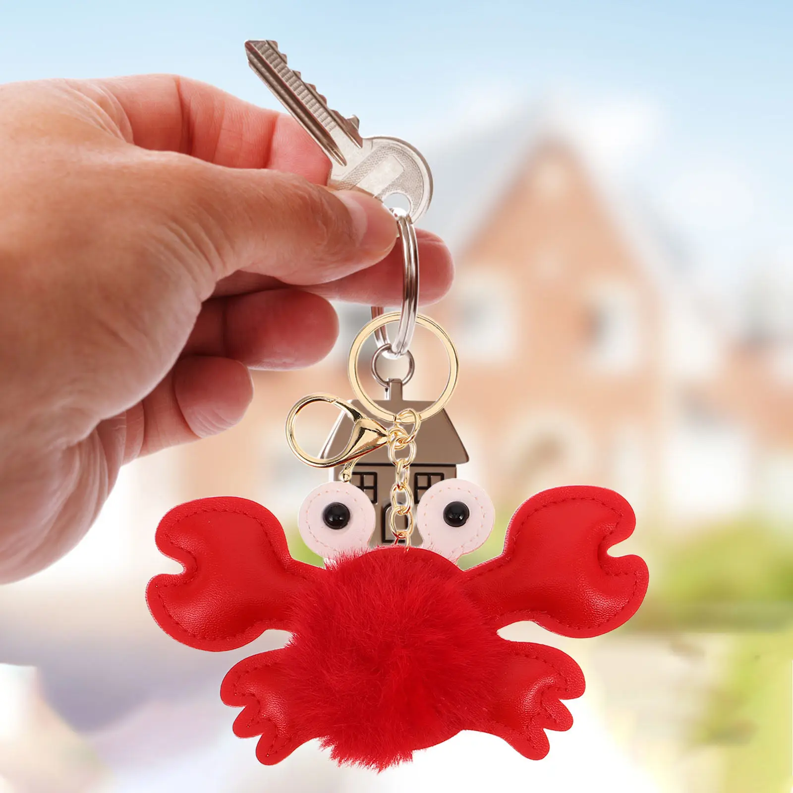 

2Pcs Vibrant Red Lobster Crab Keychain Set Soft PU Stuffed Keyring for Car Keys Handbag Backpack Purse Ocean Theme Decor Cute