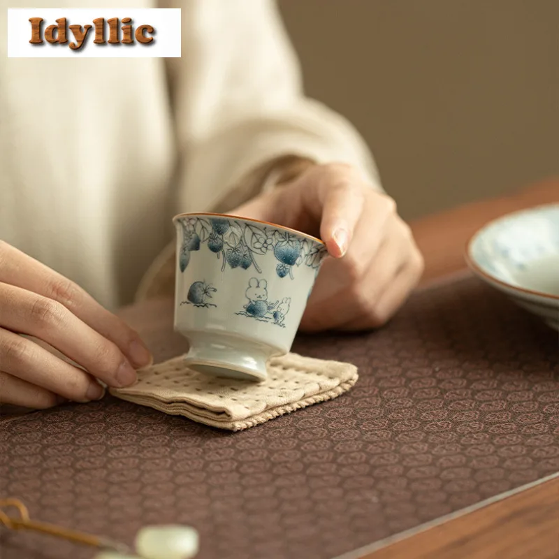 

2 шт./лот, синяя и белая чайная чашка с малиновым кроликом, эстетическая чайная чаша, кувшин, чайная дегустация, персональная чашка, чашки Chazhan Master, чайный набор, 75 мл