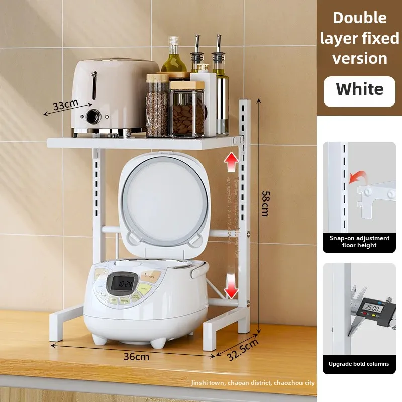 Telescopic เตาอบไมโครเวฟ Rack ปรับ Rack หม้อหุงข้าว Stand GROUND เครื่องปรุงรสชั้นวางของห้องครัวชั้นวางของ