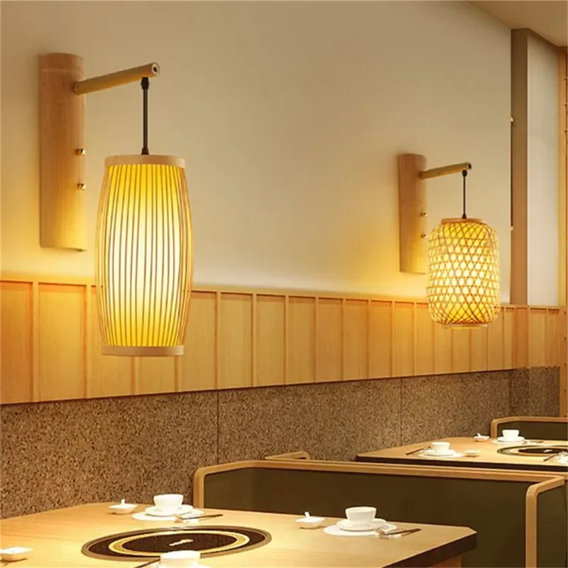 CEDRIC Modern Weaving Bamboo Art Wall Lamp LED Creative Living Room Restaurant Bedroom StudyTea Homestay Aisle Retro Wall Light