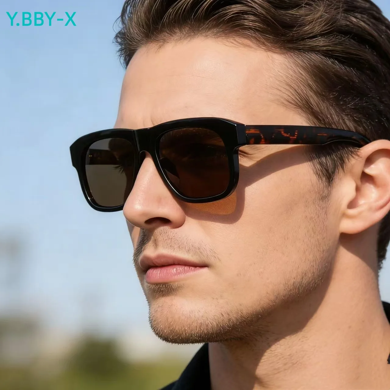 

Y.BBY-X Men Polarized Sunglasses Fashion Vintage Square Ultra Light TR90 Frame Driving Fishing Sun Glasses For Man UV400 Eyewear