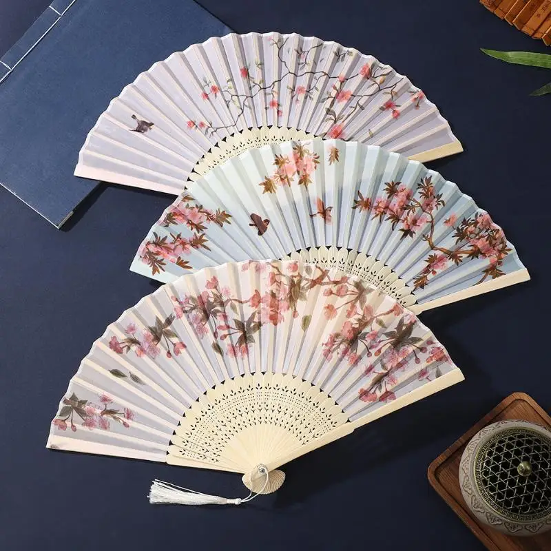 المرأة زهرة الطباعة مروحة اليد الثقافية الصينية التقليدية مروحة قابلة للطي الرقص مروحة الصينية مروحة قابلة للطي حفل زفاف ديكور #6