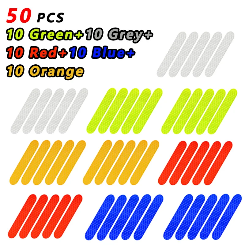 80-10PCS Helm Veiligheidswaarschuwing Reflecterende Stickers Strip Waterdichte Hoge Zichtbaarheid Reflector Tape Voor Nachtrijden Wandelen Auto