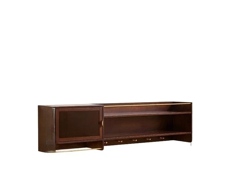 Solid wood light luxury hanging cabinet rack wall-mounted retro glass cabinet living room locker kitchen wall wall cabinet