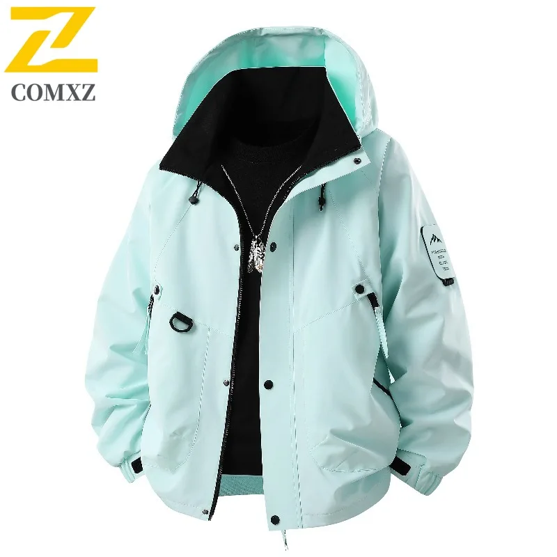 COMXZ Male Jacket 2025 Fashion Hooded Outdoor Adventure Lightweight Coat Casual Style Hiking Windproof Spring Autumn Coats