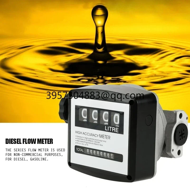 High Accuracy Mechanical Fuel Gauge 4Digit Fuel Flowmeter Digital Diesel Gasoline Flow Meter Internal Thread,5-30GPM/20-120L/Min