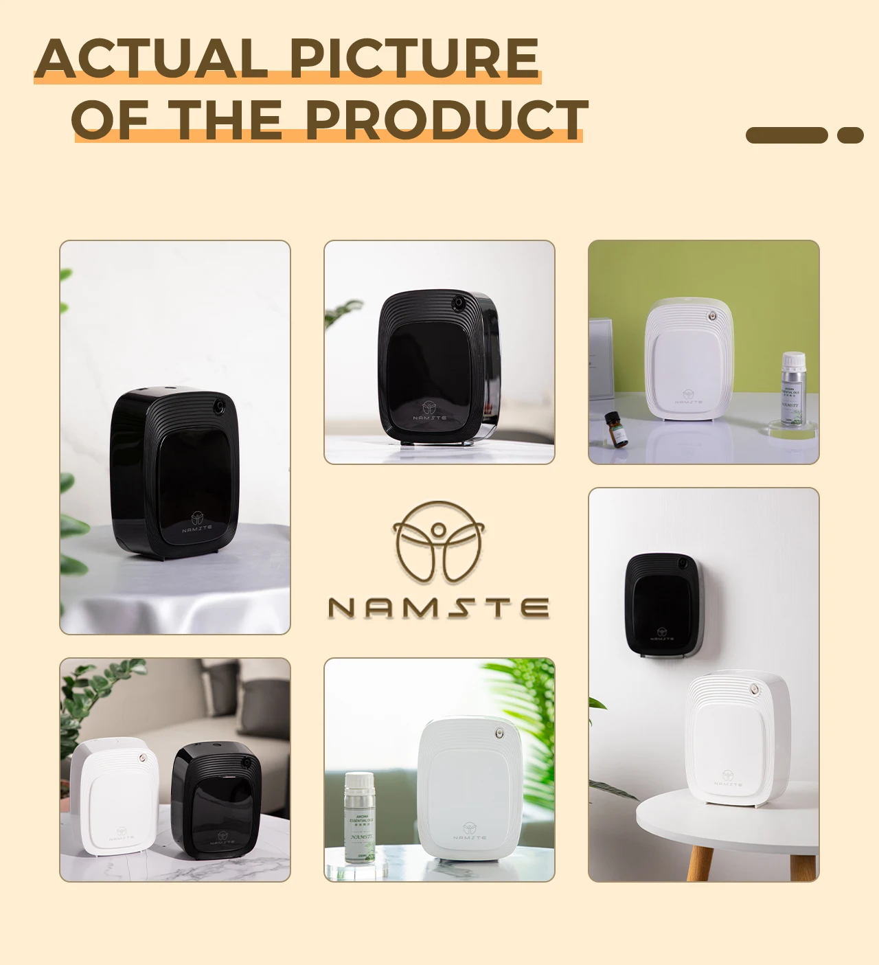 Namste 1000m³ Home Freshener Device Electric Aromatic Essential Oils Air Purifier Perfume Fragrance Diffuser WIFI Capacity 200ML