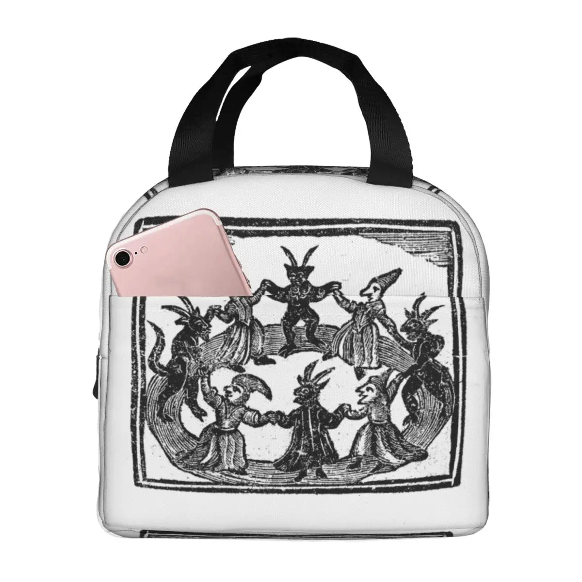 Witches Circle Dance Baphomets Insulated Lunch Bags for Camping Travel Portable Cooler Thermal Lunch Box