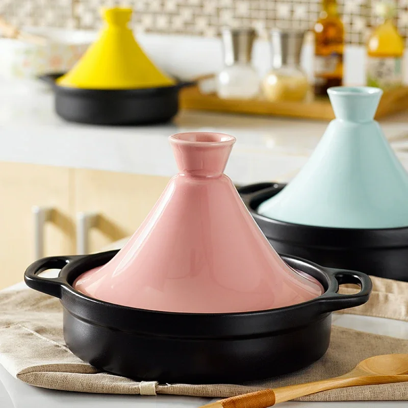 Moroccan Household Tagine Gradual Color Casserole Gas-fired Ceramic Cookware Dry Cooking Shallow Pot High-temperature Cooker