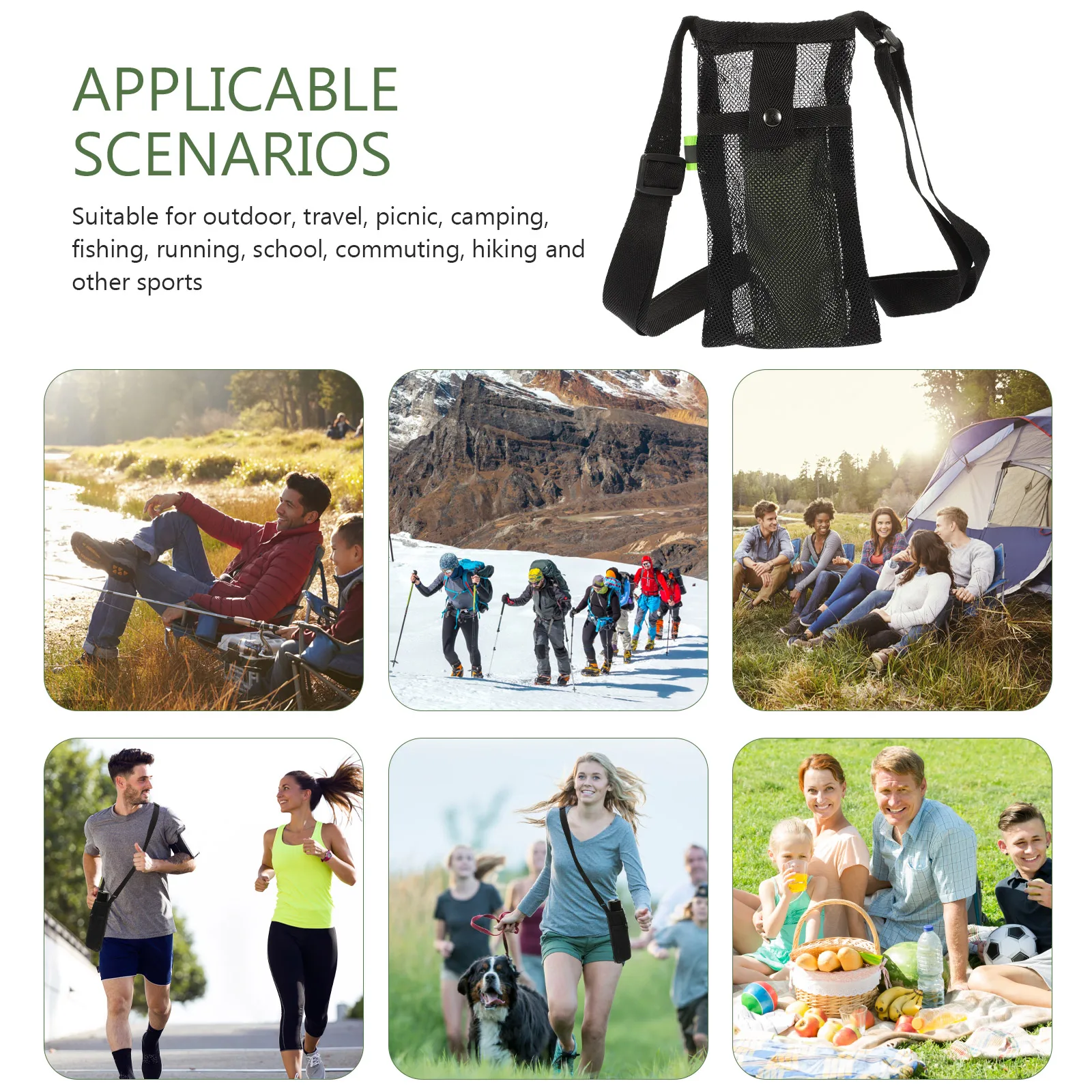 

Lightweight Water Bottle Bag Breathable Mesh Design Portable Kettle Carrier Outdoor Travel Durable Wear-Resistant Cup Holder