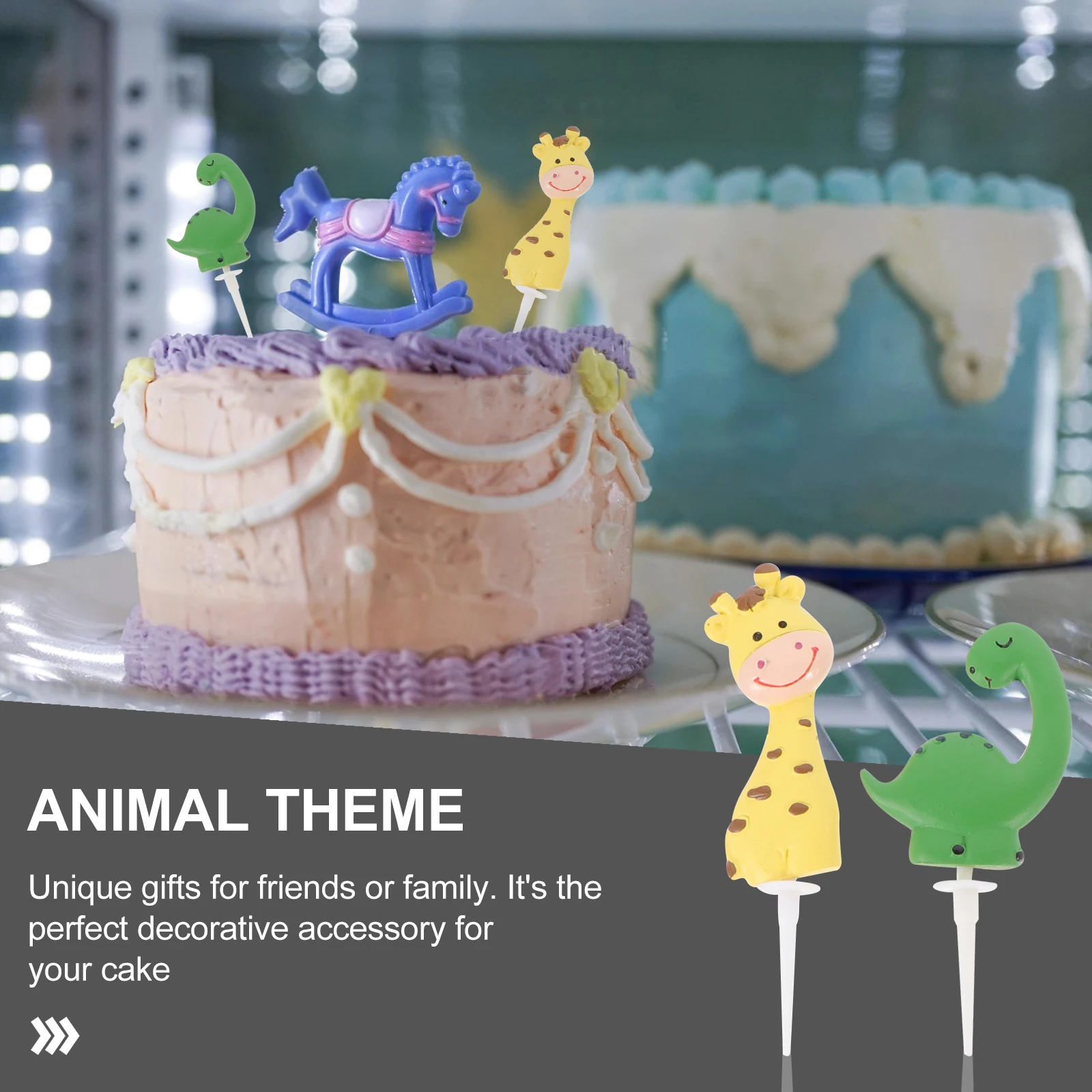 

6 Pcs Animal Resin Ornaments Cute Animals Tabletop Decoration Cake Figurine Birthday Party Bunny Embellishment Prop