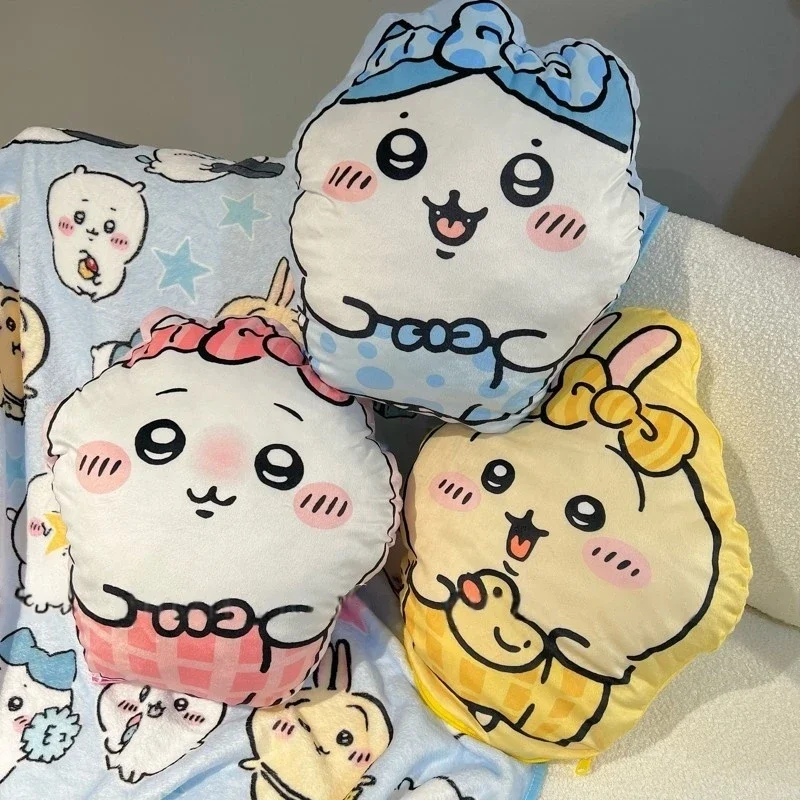 Cartoon Comfortable Cushion Blanket Chiikawa Hachiware Usagi Printed Pillow Back Cushion Nap Pillow Blanket Car Cushion Girl