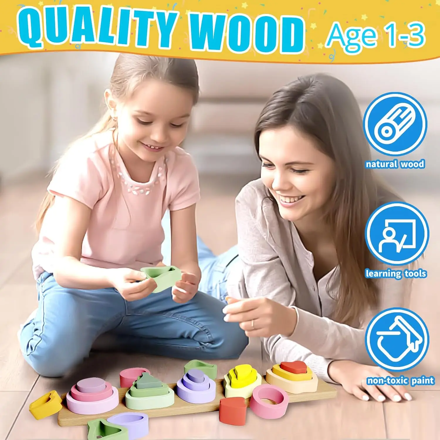 Jouets Montessori pour garçons et filles, jouets de tri et d'empilage en bois pour tout-petits, trieur de formes, empileur de couleurs, cadeaux pour enfants d'âge préscolaire