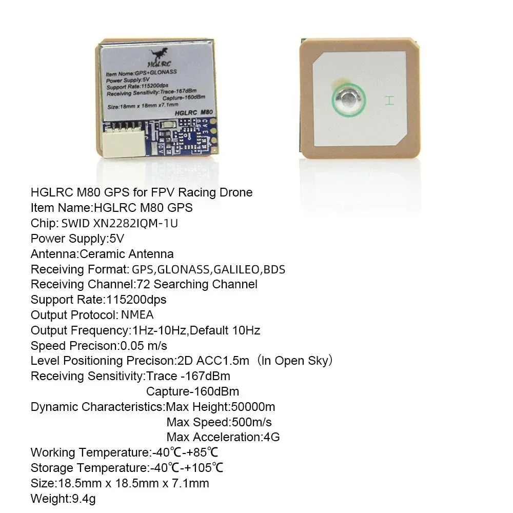 وحدة HGLRC M80 Mini GPS لسباق FPV - 3-5S، UART/I2C، خفيفة الوزن، تناسب Betaflight/iFlight GOKU FC