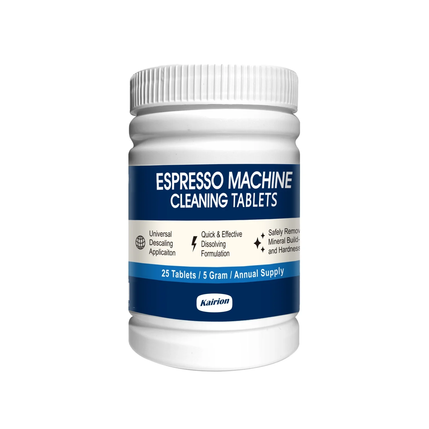 

Таблетки для чистки кофемашин Kairion 25, крупные гранулы, глубоко очищают трубки кофемашин и удаляют жир.
