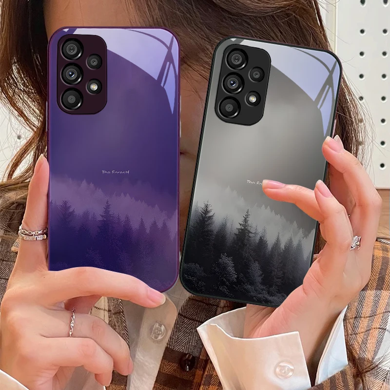 

Misty Forest Black For Samsung Galaxy S10 4G S20 11E 30 S21 21Fe 22 S24 Pro S23 Ultra 5G S8 S9 Tempered Glass Phone Case
