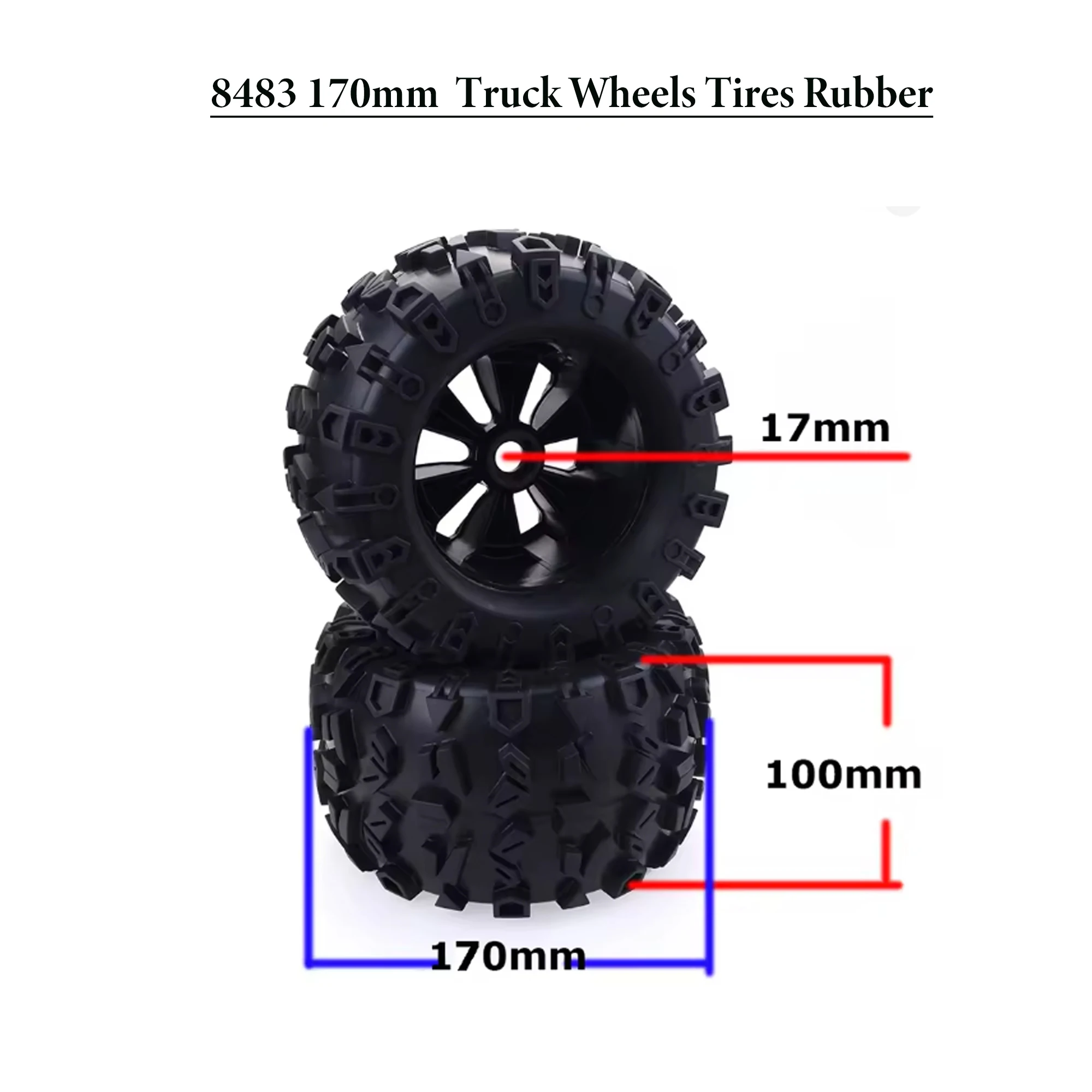 4pcs/pack 1/8 Scale 17mm Hex RC Truck Tires and Wheels Set Glued for Traxxas Maxx Tmaxx E-Revo Revo 3.3, JLB Cheetah Monster