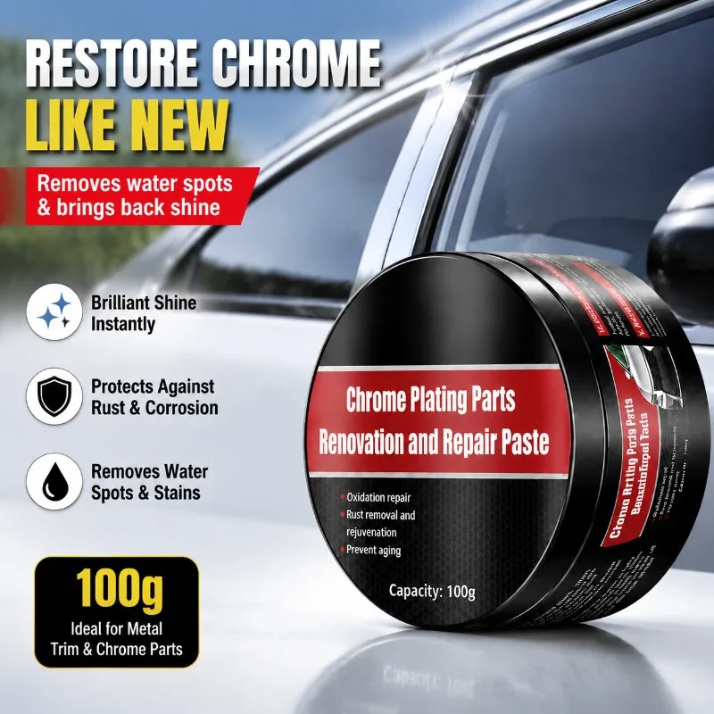 100g Automobile Chrome‑part Refurbishing‑paste Water‑stain Removing Ointment Metal‑bright‑strip Polishing‑cream Practical