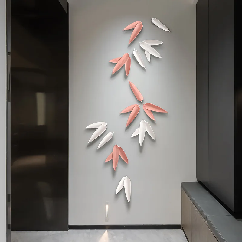 Modern Chinese Resin Bamboo Leaf Wall Pendant Three-dimensional Bamboo Pendant Simple Shop Creative Background Wall Decoration