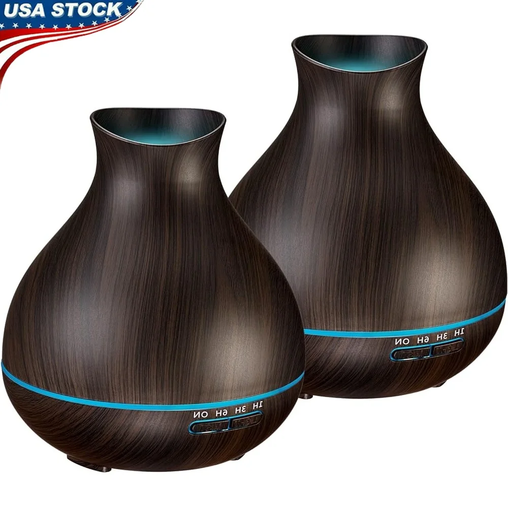 موزع روائح الزيوت العطرية العلاجية 550 مل مرطبات إيقاف تلقائي رذاذ بارد 7 ألوان LED إعداد مؤقت غرفة كبيرة للمنزل