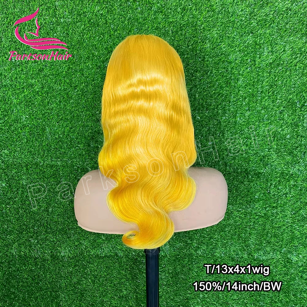 Peluca de cabello humano Remy para mujer, postizo de encaje frontal HD, color amarillo, 13x6, 13x4, 250 de densidad, 613 de color, parte en T