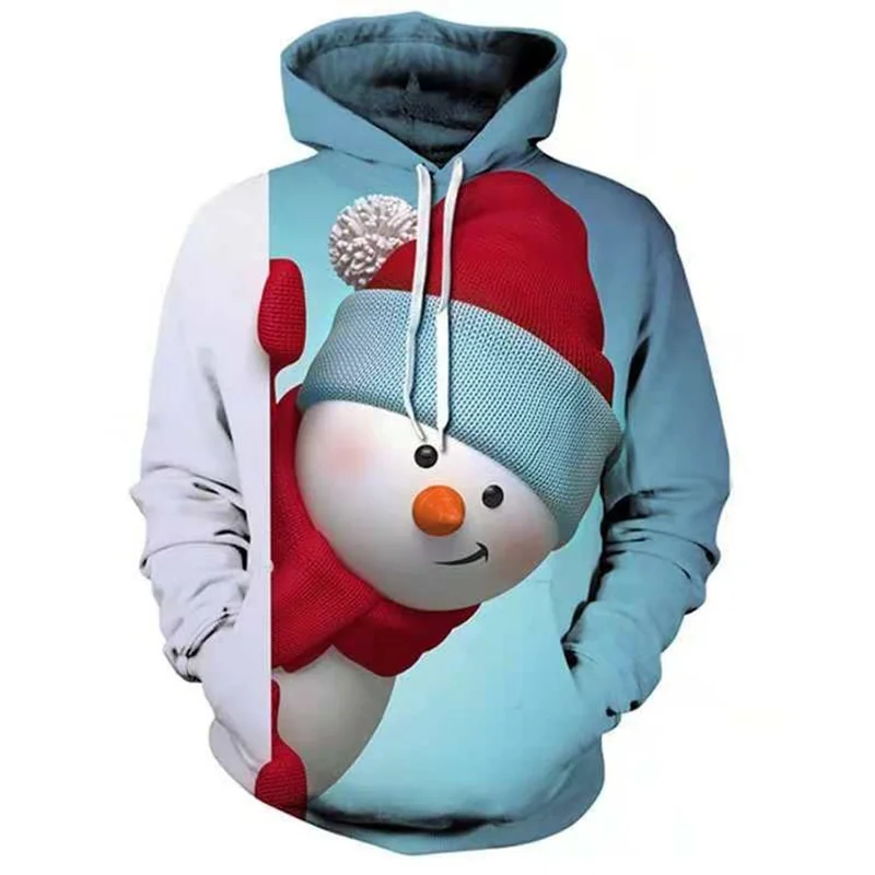 Fashion Men's Fashion 3d Christmas Digital Printing Pullover Sweater Casual Couple's Sweater Oversized Hooded