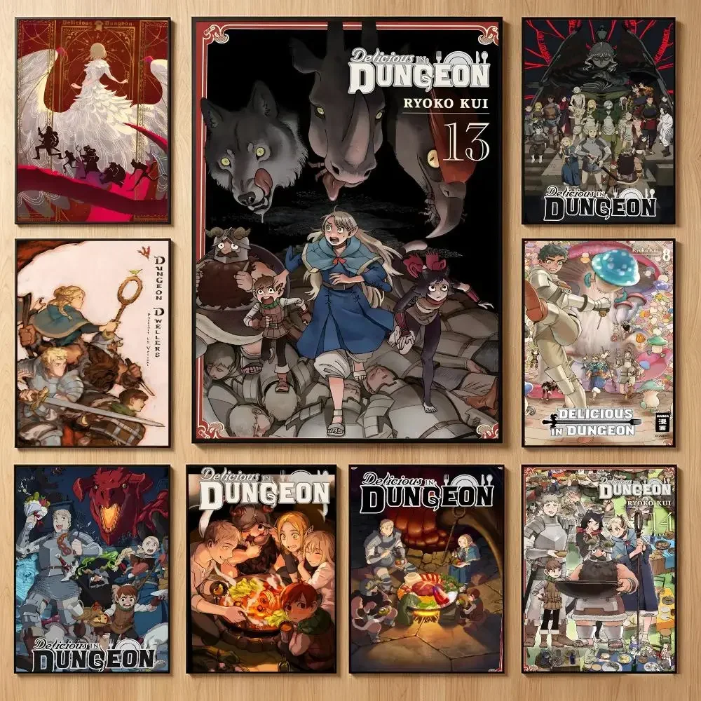 Gourmet Fantasy Anime D-Delicious in Dungeon Poster Classic Self-Adhesive PP Wall Sticker for Living Room Bar Decor Gift