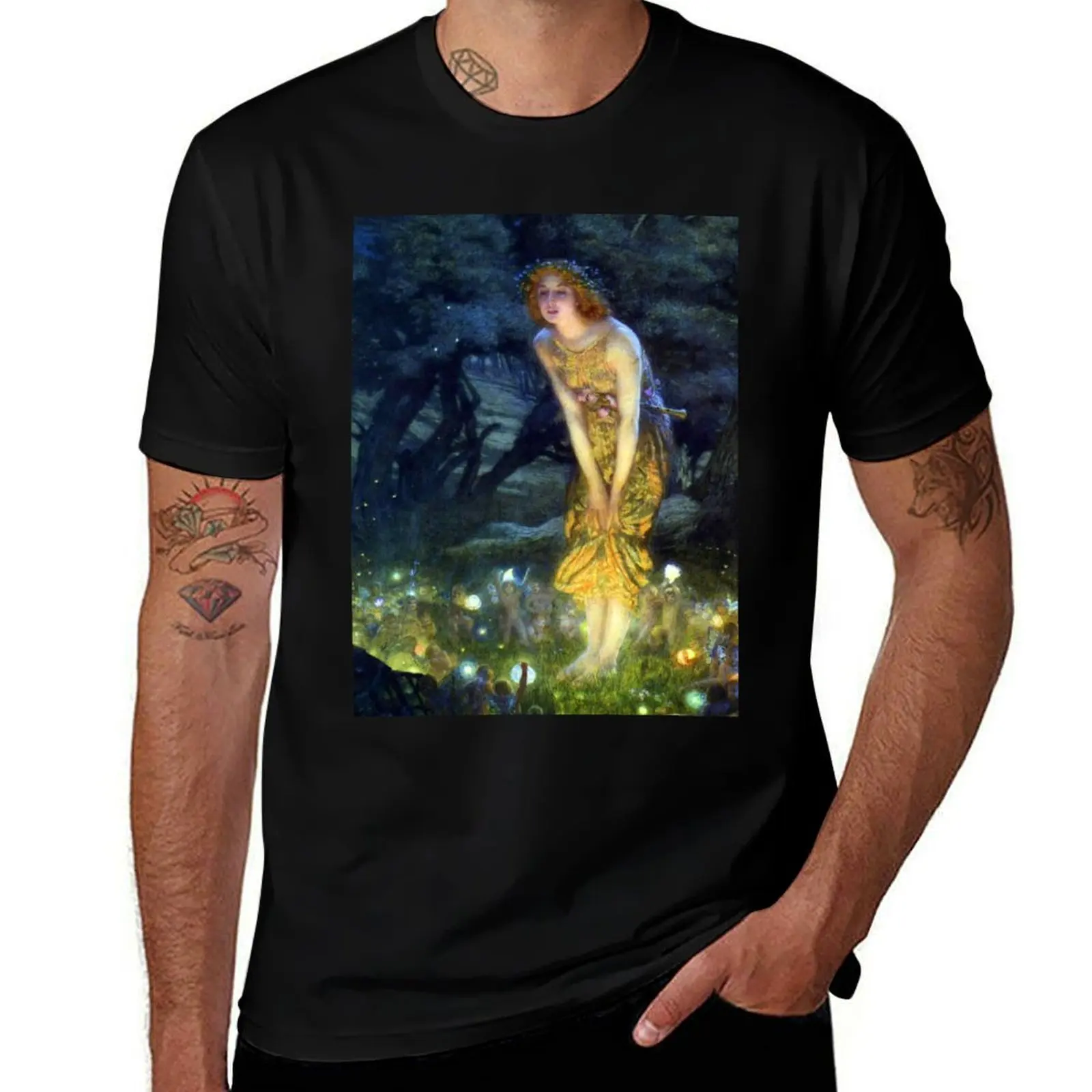 Midsummer Eve - Edward Robert Hughes T-Shirt Gym Wear Breathable Short Sleeve Tee T-Shirt