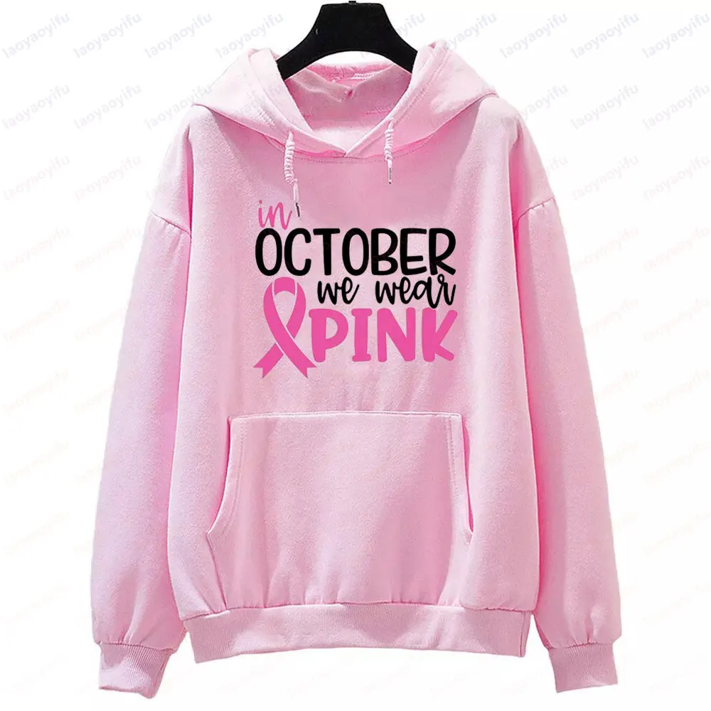 In October We Wear Pink Sweatshirt I'm A Survivor Clothing Team Cancer Motivational Long Sleeve Cancer Awareness Women Shirt