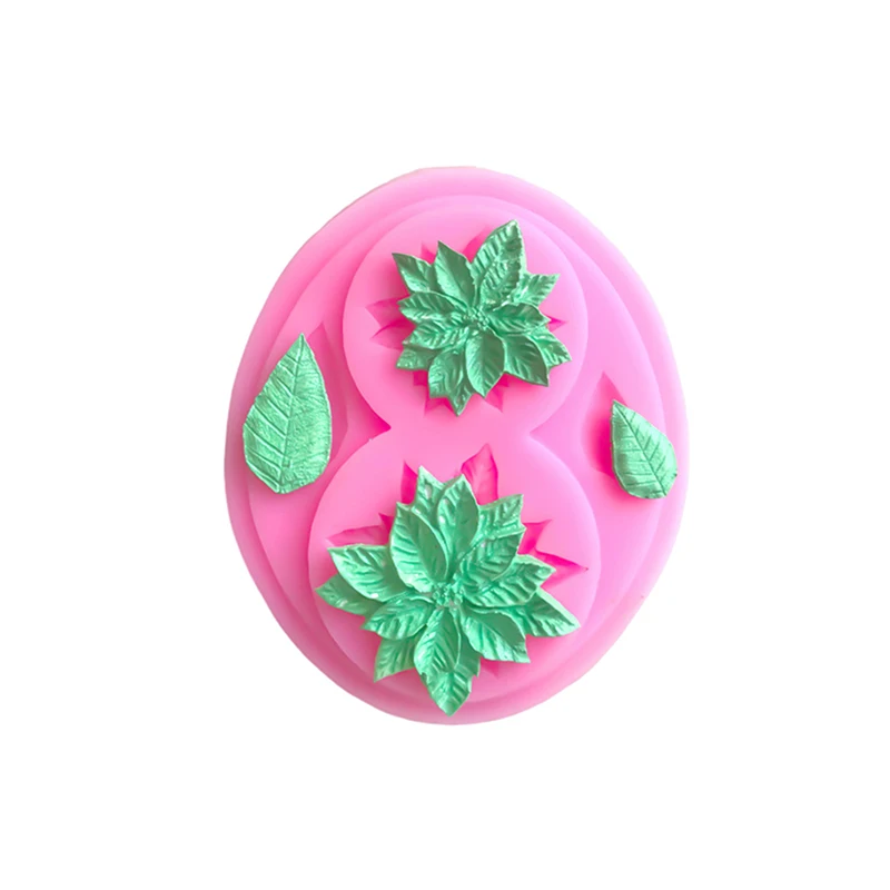 Poinsettia Christmas Flower Silicone Sugarcraft Mold Candle Soap Resin Tools Cupcake Fondant Cake Decorating Baking Mould