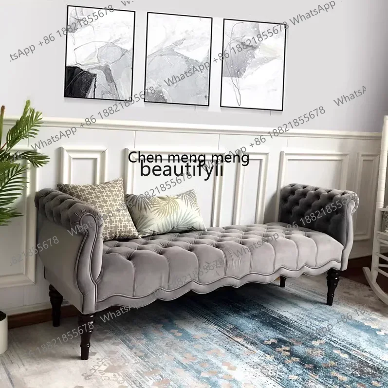 cc182American fabric bedside stool bedroom living room light luxury sofa stool modern simple buckle stool cloakroom R