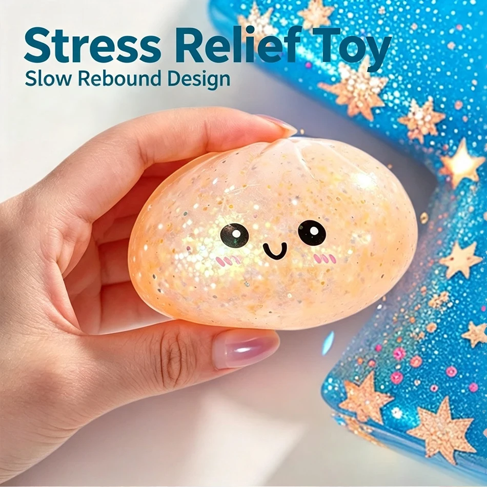 New Glitter Dumpling Squishy Slow Rebound Sensory Fidget Toy Anxiety Stress Relief Squeeze Toy Office Desk Decompress Gift Box