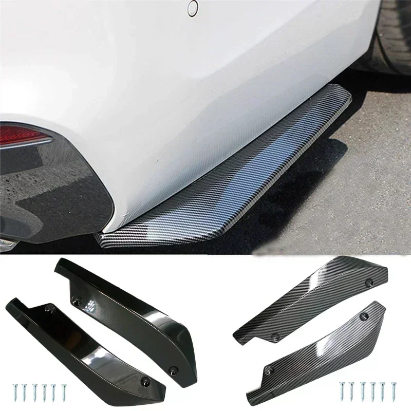2Pcs Carbon Fiber Rear Bumper Splitter Universal Car Rear Lip Diffuser Spoiler Anti-Scratch Protector Wrap Angle Splitters Amagi view 4