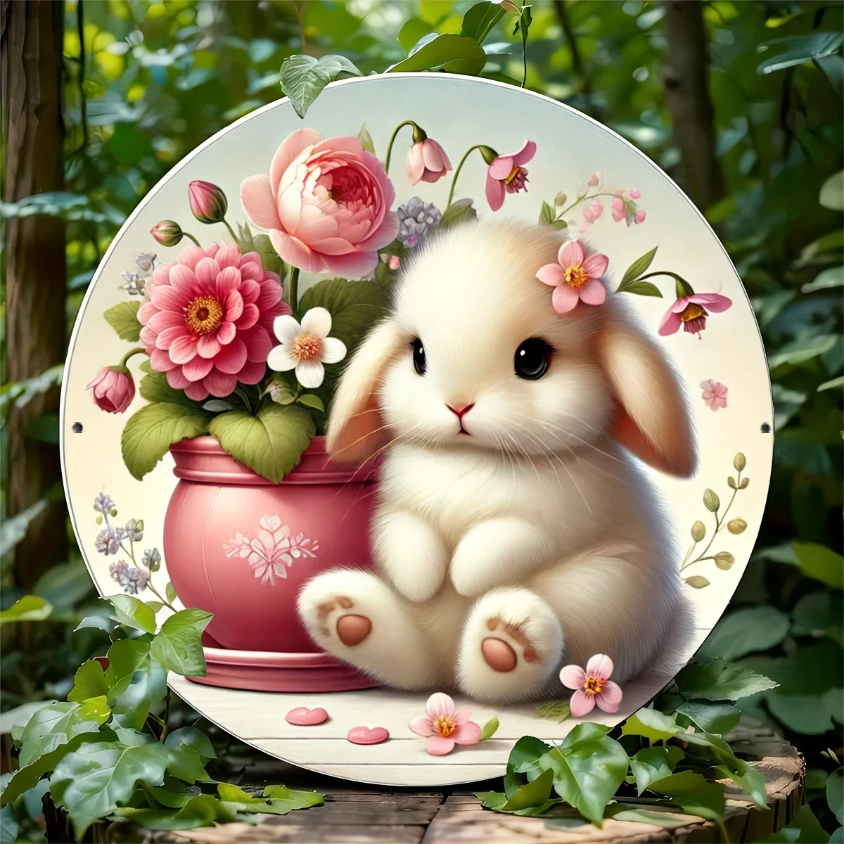 لافتة ألومنيوم لإكليل سلة أرنب عيد الفصح الريفي - لوحة معدنية لديكور المنزل والحرف الفنية ومستلزمات القصاصات #1