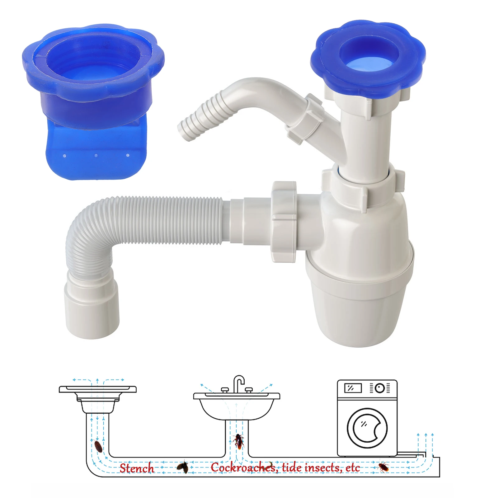 

2pcs Anti-Odor Core Sealing Ring for Kitchen Bathroom Sink Silicone Drain Backflow Preventer Hose Cores Sewer 50mm