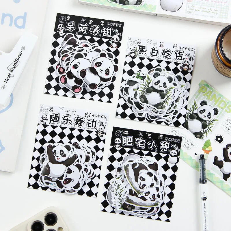 4 styles 40 pcs Colorful panda cute panda cartoon stickers Scrapbooking Material Diary Album Creative stickers for kids