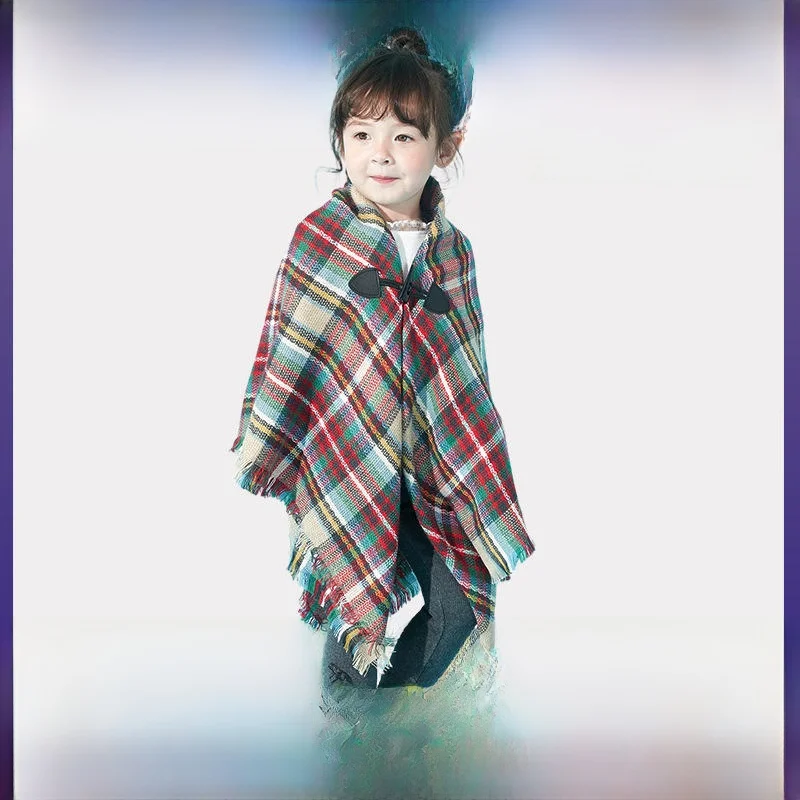 

Осень-зима, новое детское пальто для родителей и детей с роговыми пуговицами, клетчатая шило с запахом, теплый, функциональный, другой материал 00%