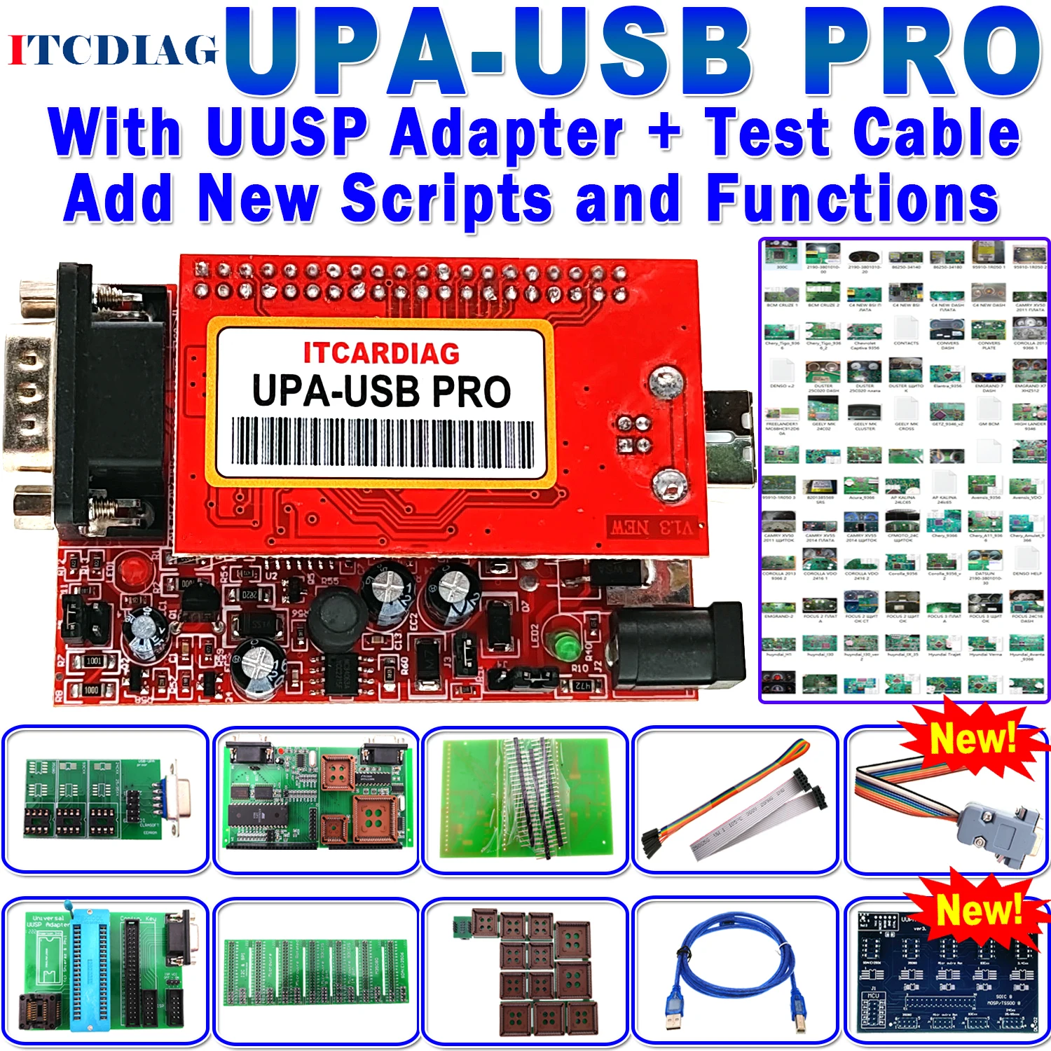 UPA-USB PRO V1.3 SN : 050D5A5B ECU Chip Tunning Tool Add New Scripts with NEC Functions With UPA Testing Cable UUSP UUSP-S