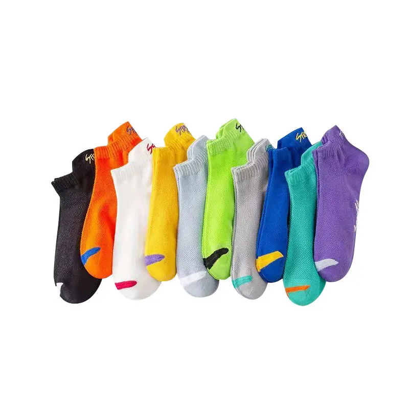 5 Pairs Bright Color Ankle No Show Socks Men Breathable Street Fashion Athletic Deodorant Invisible Travel Training Socks