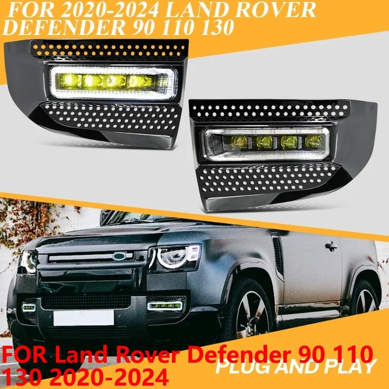 

1 Set For Land Rover Defender 90 110 130 2020-2024 Front LED Fog Lights with DRL