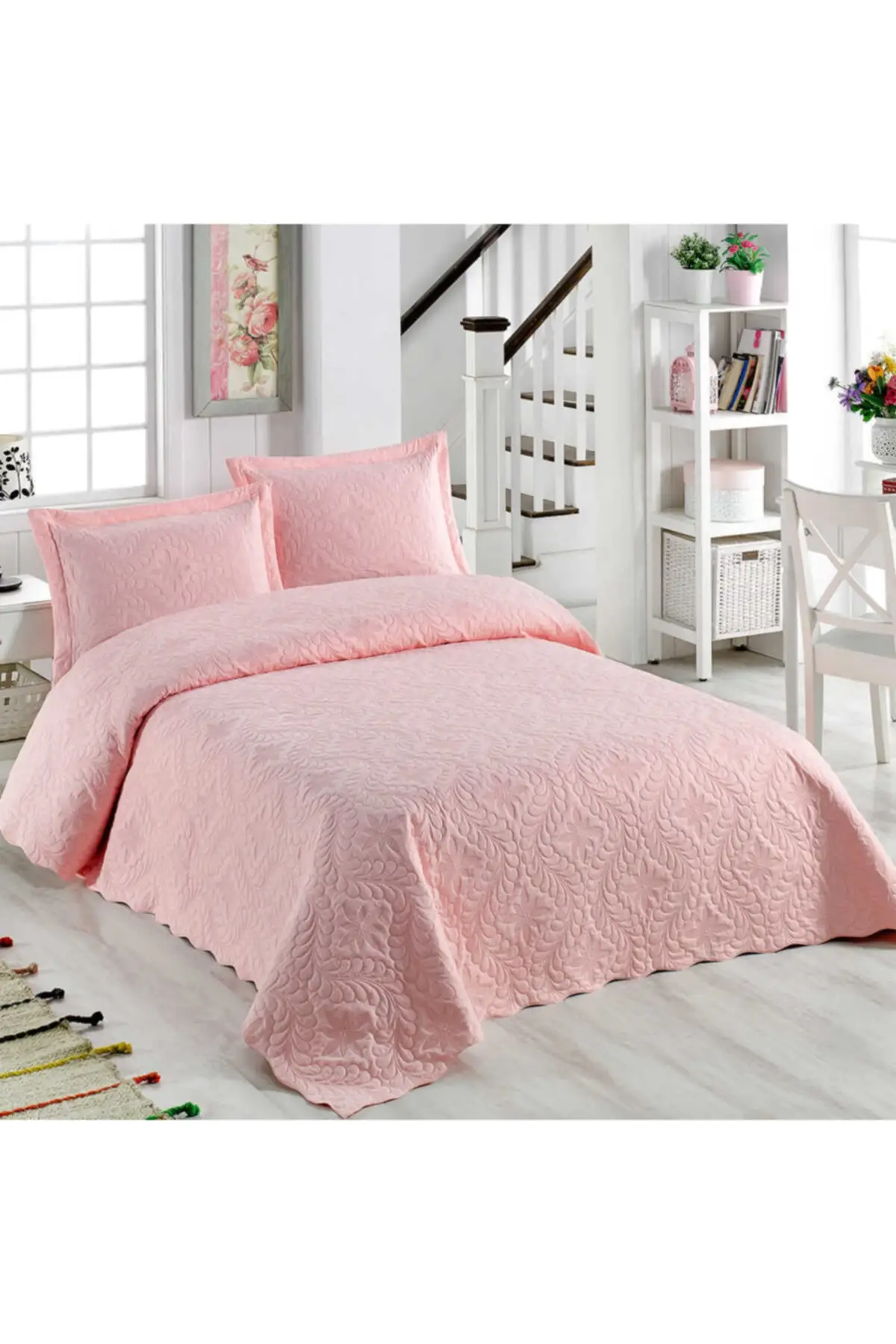 Ivy Powder Double Personality Microfiber Quilted Bedspread