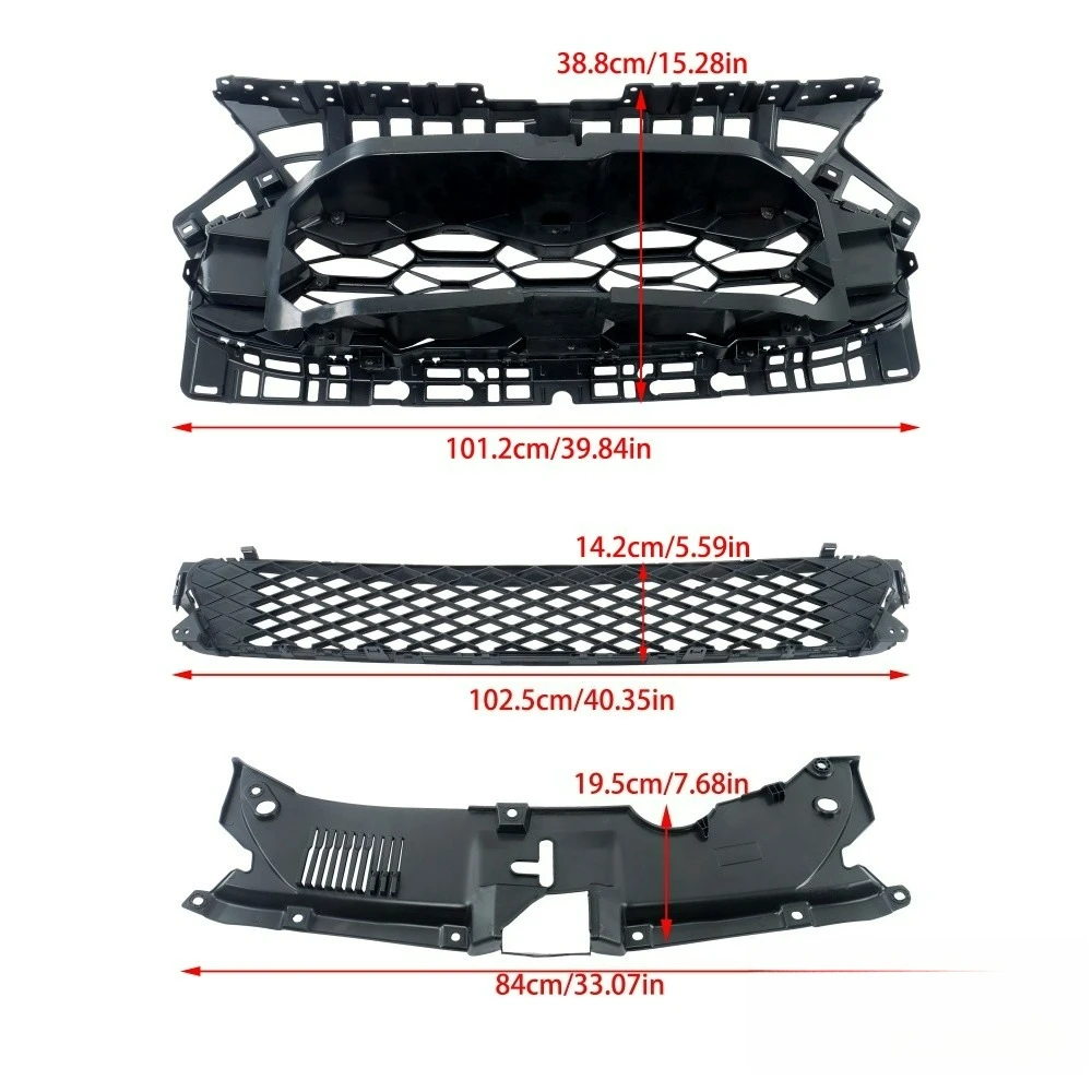 Front Bumper Grill Set & Radiator Cover With Foglight Cover For Honda HRV 23-25
