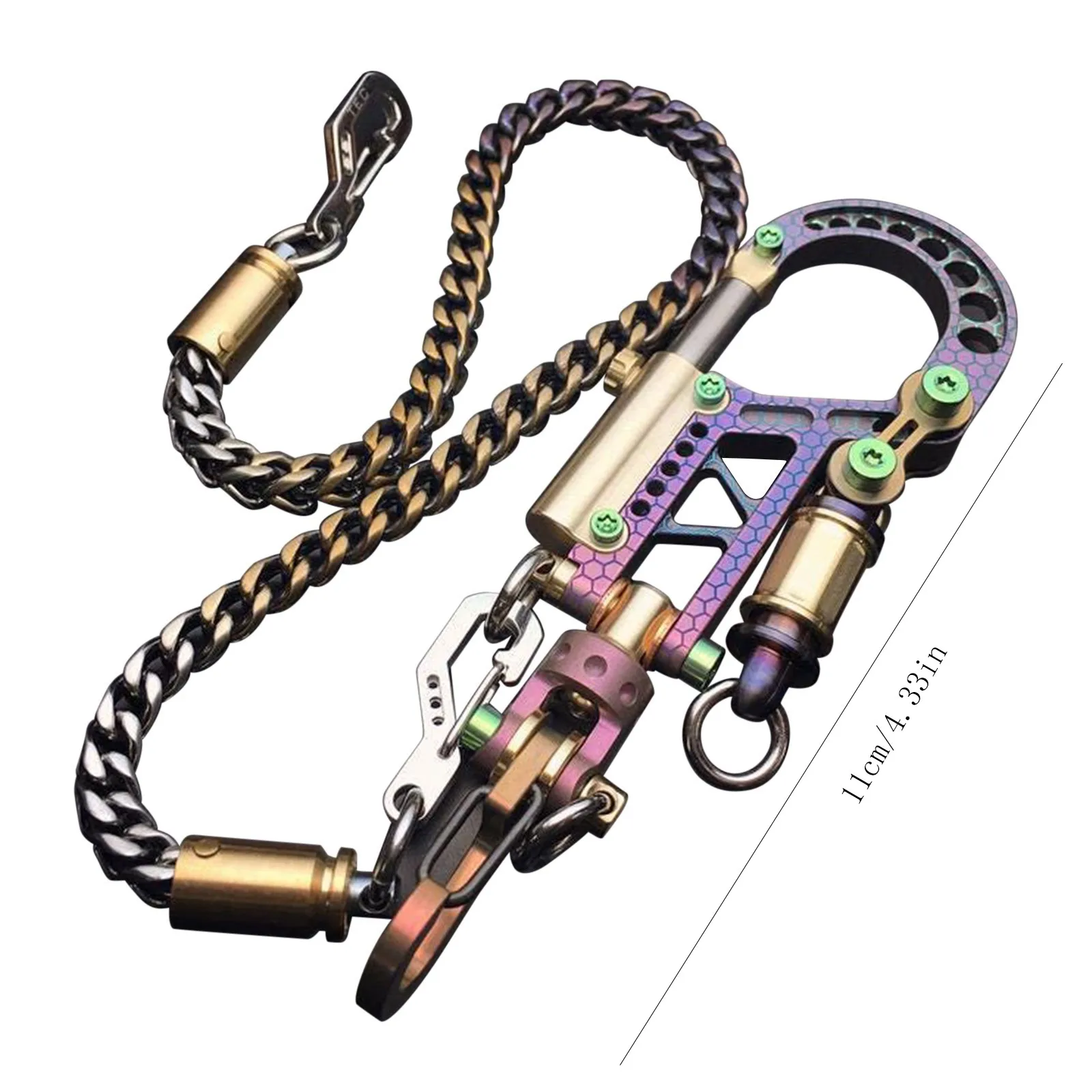 1pc Stainless Steel PUnk Carabiner Keychain Key Hook Keychain Bolt Carabiner-evo / Base + 2 Small Titanium Carabiner